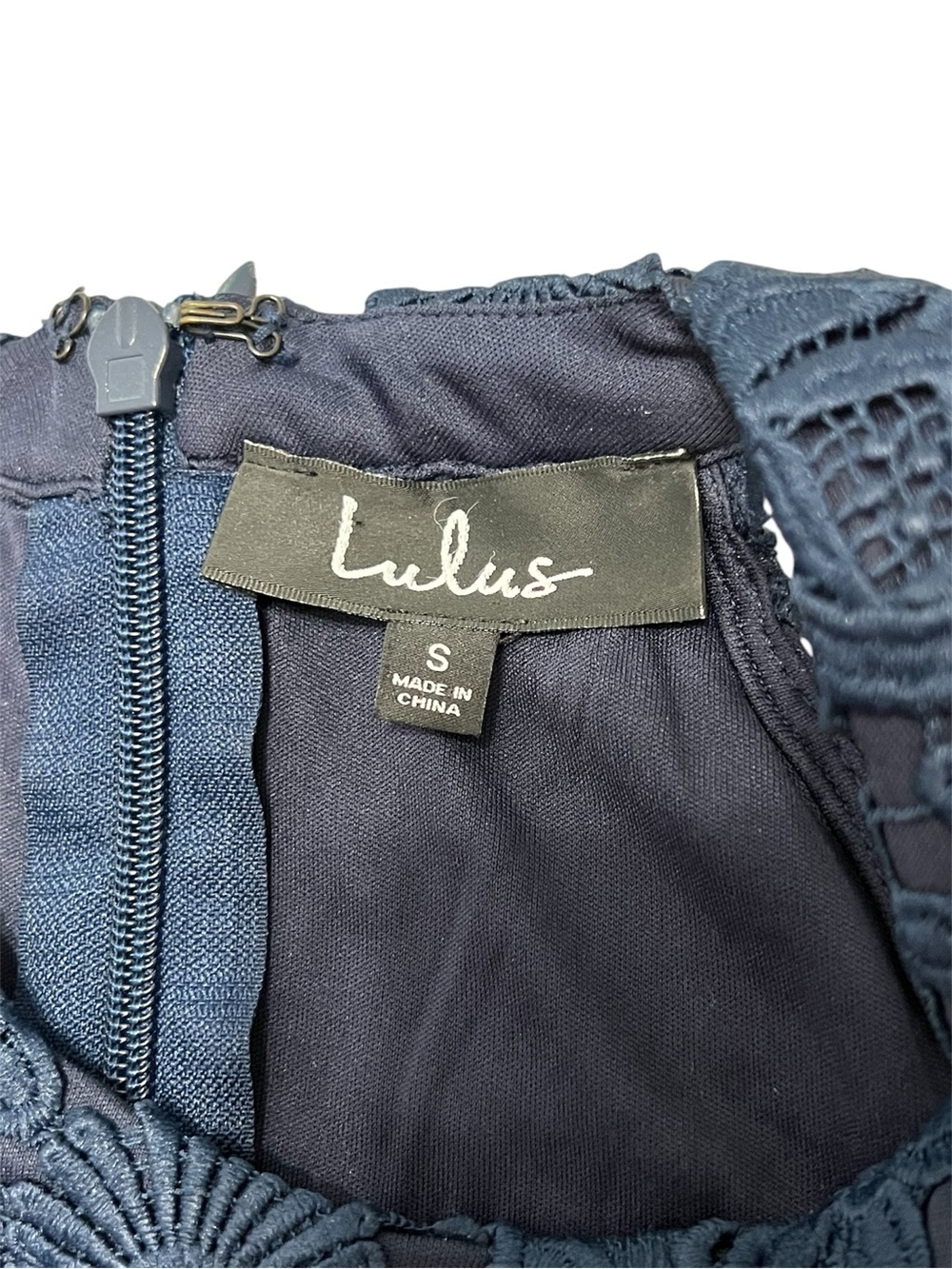 LULUS LOVE POEM NAVY BLUE LACE MINI DRESS size SMALL LIKE NEW lined back zip - Picture 8 of 11